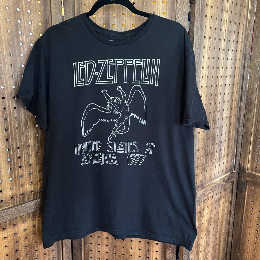 Led Zeppelin United States of America 1977 blacl t shirt Men's XL retro rock